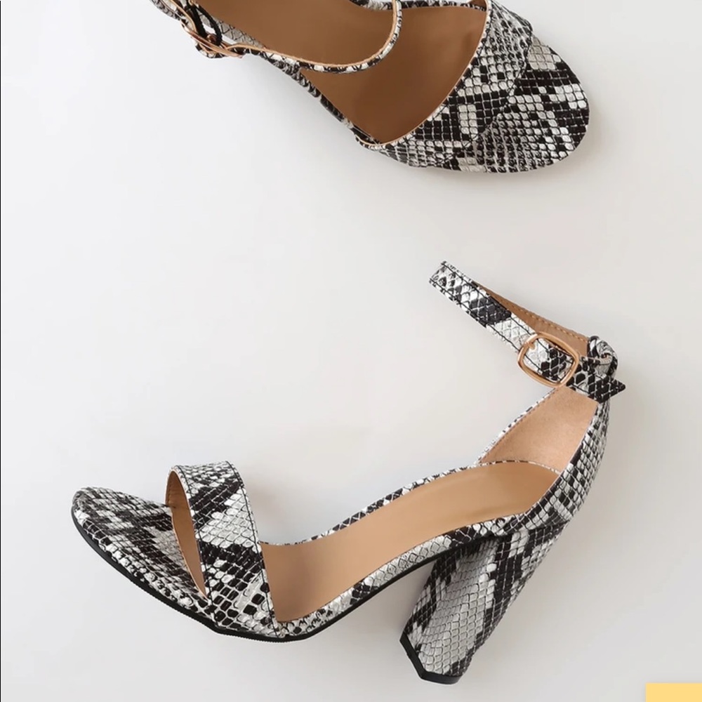 Maureen Black Snake Embossed Heels